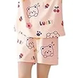flynery Stylish Shorts for Woman - Printed Satin Night Suit for Women Cozy & Comfortable Co-ord Lounge Wear Soft Nightwear Pajama Set for Daily Use-picture-54