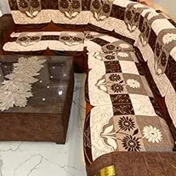 BALLEY L Shape Sofa Cover 7 Seater Stylish Modern Design (Brown) 14 PCS-image-61