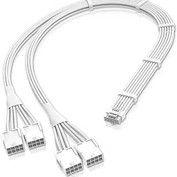 EZDIY-FAB GPU Power Sleeved Cable Extension, 16pin(12+4) 12VHPWR PCIe 5.0 Connector Male to 4X PCIE 8 PIN for RTX 3090Ti/RTX4090/RTX4080, with Pre-Installed Cable Combs-16AWG/Pure White-image-3