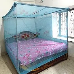 BreeZara Premium Double Bed Mosquito Net (6×7 ft) – Blue | Easy to Fold & Portable-picture-31