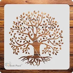 Kachi Pencil Tree of Life Stencil for Craft Painting, Scrapbooking |, Size 6x6 inch Reusable Stencils for Painting on Wall, Fabric, Wood, and DIY Art Projects-image-51