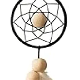 Handmade Dream Catcher with Wooden Beads & White Feathers | Boho Wall Hanging Decoration for Bedroom, Living Room, Car & Home Decor | Spiritual Hanging Ornament for Positive Energy & Good Dreams-image-2