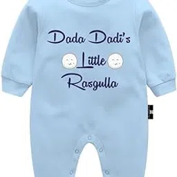 the peppy tend Baby Romper for Boys & Girls | 100% Cotton Full Sleeve Onesie Jumpsuit Dada Dadi's Little Rasgulla | New Born Outfit (0-12 Months)-picture-46