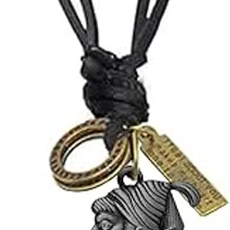 m men style Religious Ch. Shivaji Maharaj Grey Metal And Leather Pendant Necklace Chain For Men And Women-picture-27