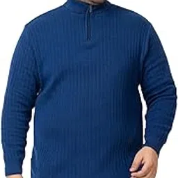 kvetoo Plus Size Men High Neck Zipper Full Sleeve Woolen Winter Sweater-picture-10