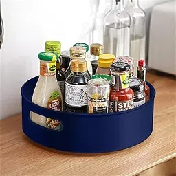 HomeWiz Kitchen Multi-Purpose 360° Rotating Organizer Tray | Space-Saving Kitchen & Pantry Storage | Multi Purpose Organization Rotating Tray | Turntable for Spices, Storage | Dark Blue-image-38