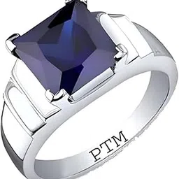 925 Sterling Silver Blue Sapphire (Neelam) 9.25 Ratti or 8.5 Cts Astrological Gemstone (Square Shape) Bis Hallmark Ring for Men & Women-image-33