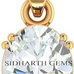 sidhgems 14.25 Ratti 13.50 Carat Natural White Zircon Pendant/Locket American Diamond Zircon Stone Gold Plated Metal Pendant for Men and Women-picture-28