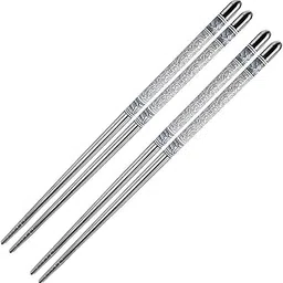 ATCAN Reusable Metal Chopsticks 2 Pair Stainless Steel Chopsticks 23 cm Long Lightweight and Durable Easy to Use Chop Stick for Noodles Sushi Hotpot BBQ Foods 2 Pairs Chopstiks-picture-19