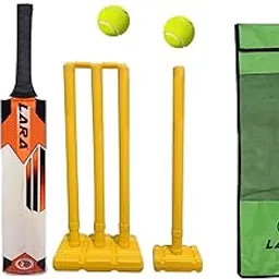 LARA Wooden Bat Cricket Kit Set With Plastic Stumps for Kids & Youth (Age 10-12 Years), 1 Bat, 4 Wickets, 2 Base, 2 Bails, 2 Balls, 1 Cover (Size 5)-picture-27
