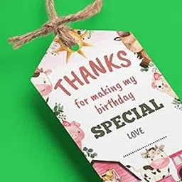 Farm Animals Theme Thank You Cards/Tags (2 x 3.5 inches/250GSM cardstock/Multicolour/30Pcs-image-92