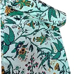 Pure Cotton Unstitched Jaipuri Handmade Digital Printed Fabric Material for Women Kurta/Blouse/Palazzos/Piece Material for Women’s 3 Meter (Green Yellow)-picture-28
