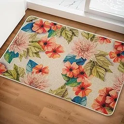 Yellow Weaves 1 Pc Jute Texture Non-Slip Bathmat, Water Absorbent Floor mat, Rugs, Door Mats for Bathroom, Living Room, Bedroom, Entrance, Outdoor, Kitchen, Office (Multi Floral)-picture-43