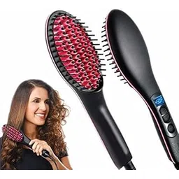 Simply 2 in 1 Ceramic Hair Straightener, Curler and Styler Brush for Women (Black)-image-93