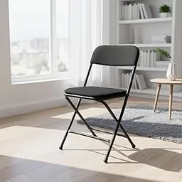 TOBY Black Metal Folding Chair – Heavy-Duty Steel Frame with Padded Seat & Backrest – Portable, Space-Saving & Comfortable Chair for Home, Office & Events-picture-10