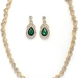 sukkhi Flawless Fashion Design Gold Plated AD Stones Studded Princess Style Necklace with Drop Earrings Jewellery Set for Women & Girls|NS107383-picture-34