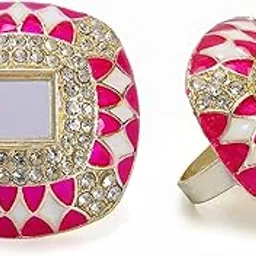 a.r. fashion AR FASHION Traditional Meenakari Rings for Women Adjustable | Indian Jewelry for Wedding or Festive | Enamel Pattern with Mirror and Stone Work Rings for Girls-picture-43