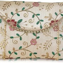 lancer Women's Ethnic Embroidered Clutch Purse – Stylish Designer Evening Party Sling Bag with Beaded Chain | Multi-Purpose Traditional Handbag for Weddings, Festivals & Gifting-picture-14