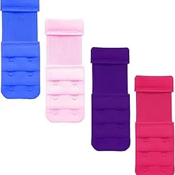 Women Nylon Elastane Bra Extender 2 Hook 3 Eye Strap Extensions Pack of 4 Multicolor-image-17