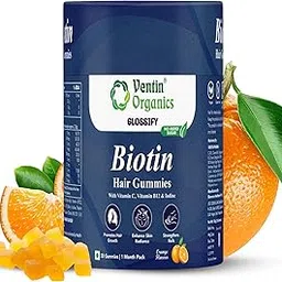 Ventin Organics Glossify Biotin Hair, Skin & Nails Gummies | 30 N | No Added Sugar | Enriched With Vitamins & Minerals | Strengthens Hairs & Nails, Brightens Skin Orange Flavour-picture-31