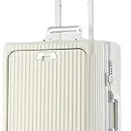 prime pick with Check-in Polypropylene (PP) with USB Port, Cup Holder and Laptop, Lightweight Suitcases with TSA Lock, Travel Luggage Hard Shell Lightweight Rolling Suitcases (20inch/50cm) (White)-picture-44