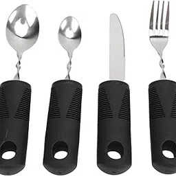 Weighted Bendable Cutlery, Silverware for Parkinsons Patients Arthritic Disabled Easy Grip Adaptive utensils. Diabetic Posate Ponderate Aid Hand Tremor Spoon Fork Knife Adaptive-picture-17
