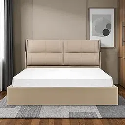 The Attic Nova Queen Size Bed with Hydraulic Lift Storage with Soft Cushion Headboard Khakhi Beige-picture-19