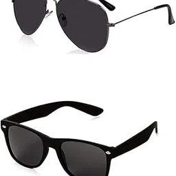 lavishable Stylish UV Protection Sunglasses Combo for Men & Women | Aviator Sunglasses with Black Frame & Smoke Lens | Travel, Driving, Outdoor Casual Wear Shades | Unisex Eyewear(PACK OF 2)-picture-34