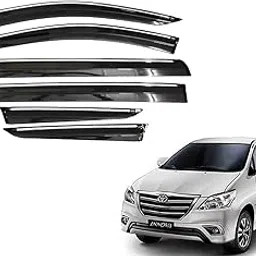 CAR SAAZ Unbreakable Chrome Line Door Visor for Innova Type 1-4 (2005-2015)(Set of 6Pcs) | Wind Deflector | Rain Guard-picture-19
