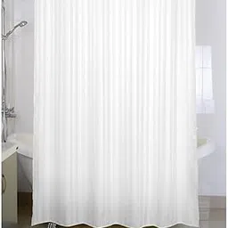 Housey Wousey Polyester Waterproof Striped Shower Curtain with Rings 72 Inch X 80 Inch, White,Grommet Curtains-image-79