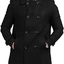 honnete Solid Double Breasted Men Coat Button Closer Two Pockets Winter Coat For Men-picture-55