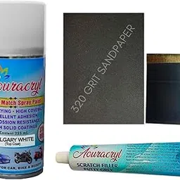 AOURACRYL Spray Paint CALGARY WHITE (RC Colour Name)-225ml, +Putty Tube+Knife+EP-320 (PACK OF 4) Compatible For Tata Nexon-225ml-picture-22