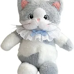 club bollywood LICHTS® Cute Stuffed Cat Backpack Lovey Soft Travel Daypack for Adults Kids Shopping White Gray-picture-53