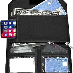 greatdio Canvas Document Cheque Book Holder Multi Pocket Expanding Zip Pouch Travel Organizer Bag Case for Small Electronics and Accessories -(Color May Vary)-picture-37
