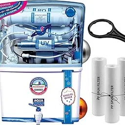 Aquagrand RO+UV+TDS Water Purifier with Activated Carbon Filter, Mineral Technology, White and Blue-picture-46