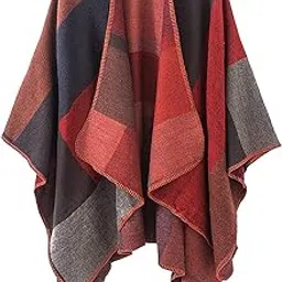 kirgiabo Women Plaid Wrap,Winter Poncho Cape,Oversized Long Cardigan Sweaters,Accessories for Women-picture-55