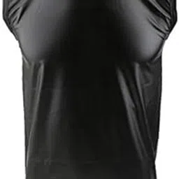 ZOOMELLA Round Neck Sleeveless Black PU Leather T-Shirt for Men XL|T-Shirts| T-Shirts-picture-48