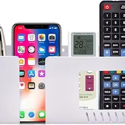 DSNS Wall Mobile Holder Multi-Purpose Mobile Stand for Wall Remote Holder & Mobile Charging Stand,Wall Phone Holder Kitchen Organizer Rack Wall Mounted Useful Gadget for Smartphones 1 Pics (White)-image-59