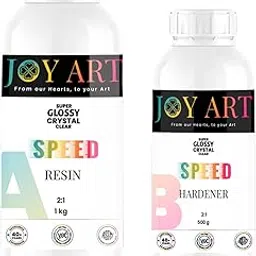 Joy Art Speed Resin Kit (1.5 kg) |2:1| Crystal Clear, Bubble free, High Gloss, Fast Cure, DIY Craft, Ocean Art, Jewelry, Molds image 1