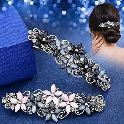 Melodio 2-Pack Elegant Rhinestone Hair Clips for Women and Girls – Sparkly Flower Barrettes, Stylish Hair Pins, Decorative Hair Accessories for Parties, Weddings-picture-17