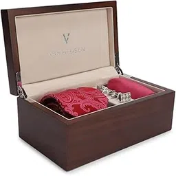 van heusen Acrylic Men Red Tie Casual Style Pocket Square And Cufflink, Free Size-picture-43