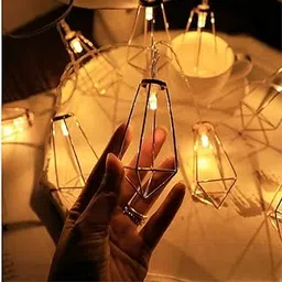 KHIZAR Golden Retro Metal Fairy String Lights Nordic Geometric Shape Christmas Wedding Party Home Decor Lantern String Vintage Lamp (16 Led 4 M Warm White Color)-picture-10