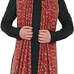 pashtush Mens Extra Fine Wool Stole, Paisley Design, Maroon-picture-30