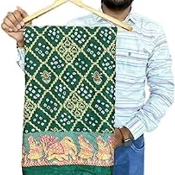 kgm brand Traditional Silk Bandhani Saree, Purple with Gold Border, Ethnic Print-picture-13