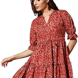 kzully | Dress for Women | Fit & Flare with Puff Sleeves| Elegant Casual Lightweight Polyester Fabric | Comfortable Summer Outfit-picture-10