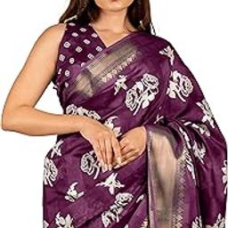 mirchi fashion Women's Cotton Blend Floral Printed Saree with Blouse Piece-picture-43