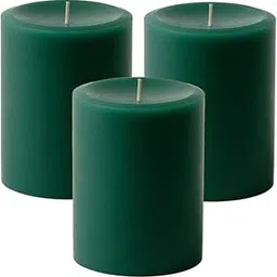 2" x 6" Hand Poured Solid Color Unscented Pillar Candles Set of 3 (2x2 Inch, Green)-picture-42