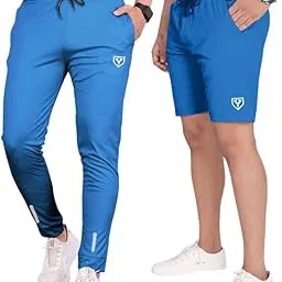 Men's Blend Shorts with Stylish Design Comfortable and Versatile Track Pant Combo Pack (Airforce Blue-M)-picture-22