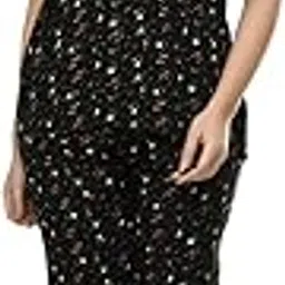 Women's Rayon Black Printed Night Suit Set-image-3