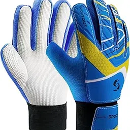 Sportout Kids Goalkeeper Gloves, Soccer Gloves with Double Wrist Protection and Non-Slip Wear Resistant Latex Material to Give Protection to Prevent Injuries (Blue, 8) image 1